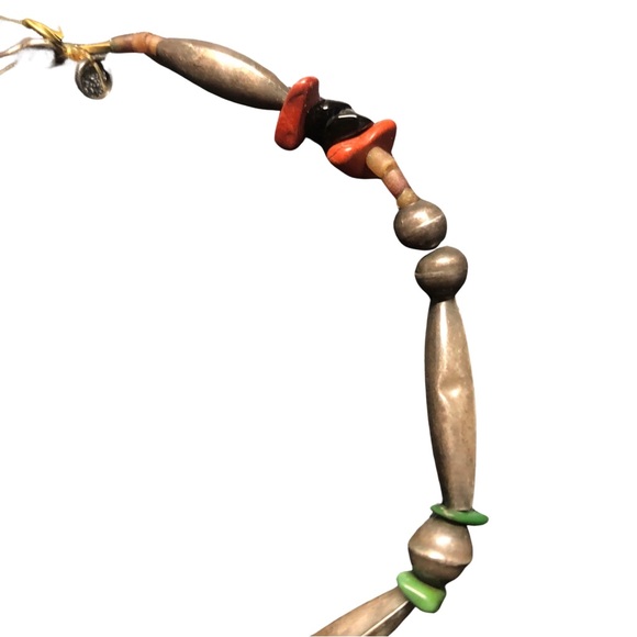 Vintage Navajo Bench beads sterling silver turquoise coral bone? Necklace - Picture 11 of 12